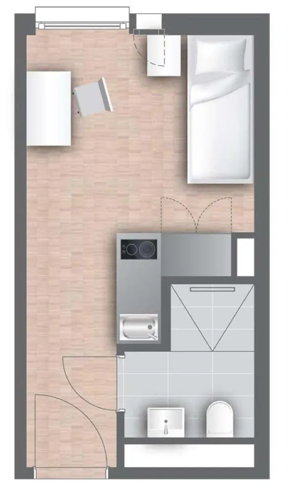 1 room apartment with 17 m² in Munich – Photo 1
