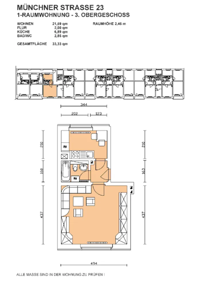 1 Zimmer Wohnung mit 33 m² in Dresden – Bild 2