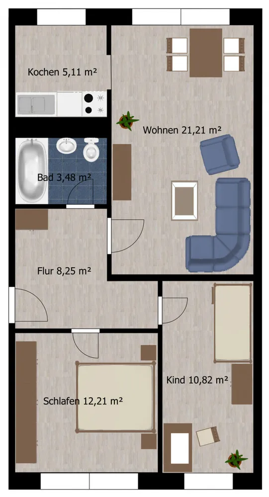 3 Zimmer Wohnung mit 60 m² in Coswig – Bild 2