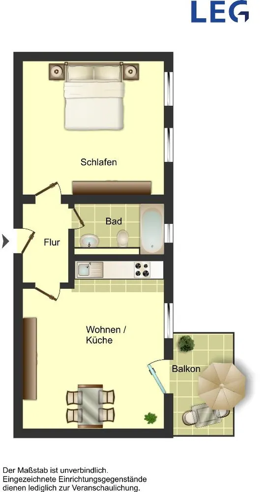 1 room apartment with 41 m² in Bielefeld – Photo 2