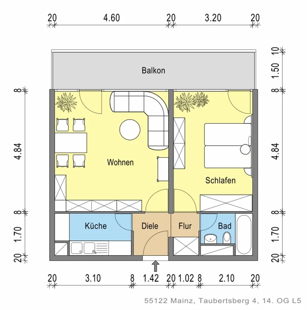 2 Zimmer Wohnung mit 56 m² in Mainz – Bild 3