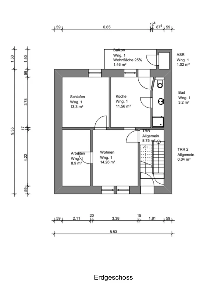 3 Zimmer Wohnung mit 54 m² in Neunkirchen – Bild 2