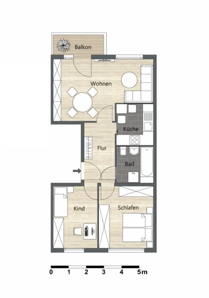 3 Zimmer Wohnung mit 56 m² in Dessau-Roßlau – Bild 2