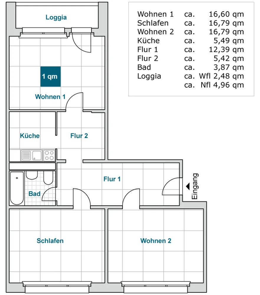 3 Zimmer Wohnung mit 79 m² in Dresden – Bild 2