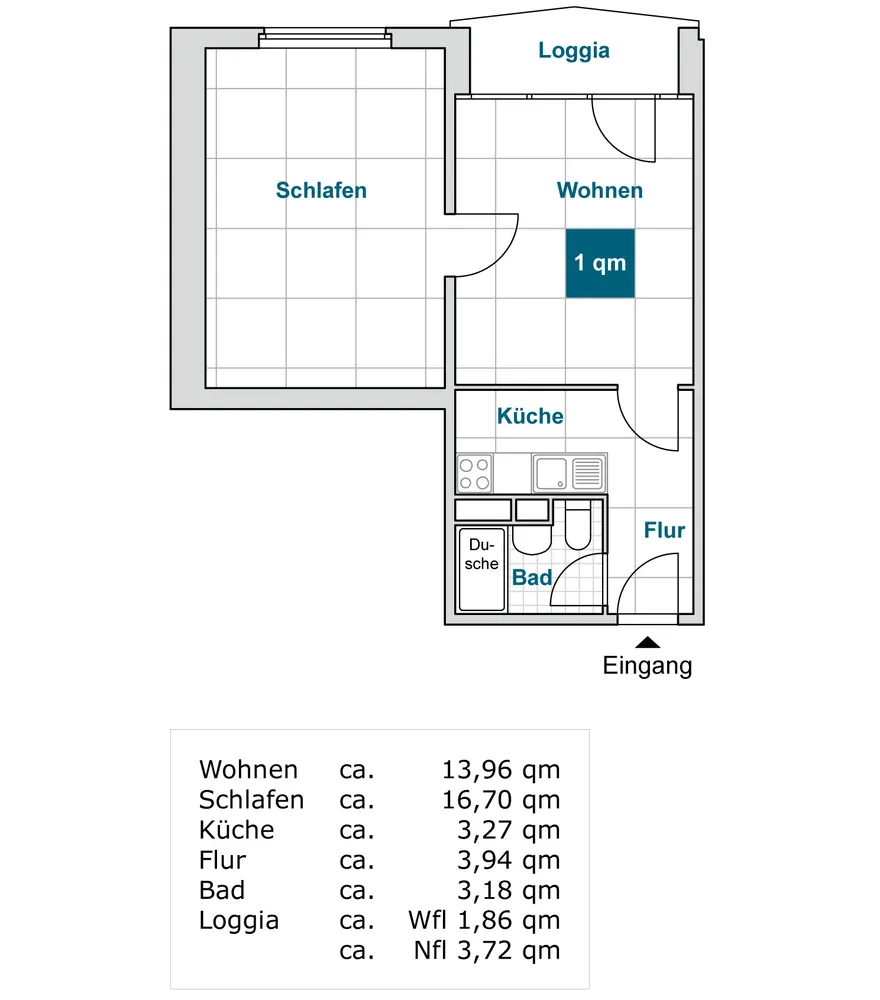 3 Zimmer Wohnung mit 43 m² in Dresden – Bild 2