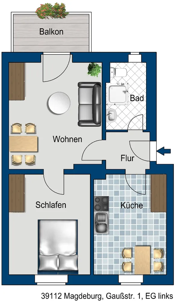 2 room apartment with 44 m² in Magdeburg – Photo 2