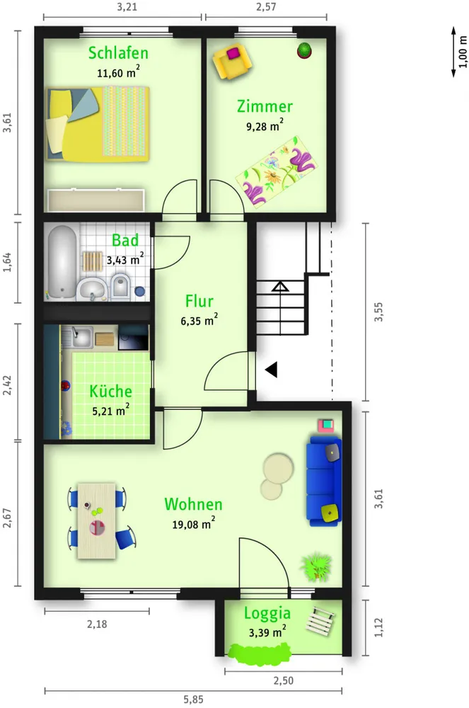 3 Zimmer Wohnung mit 57 m² in Halle (Saale) – Bild 2