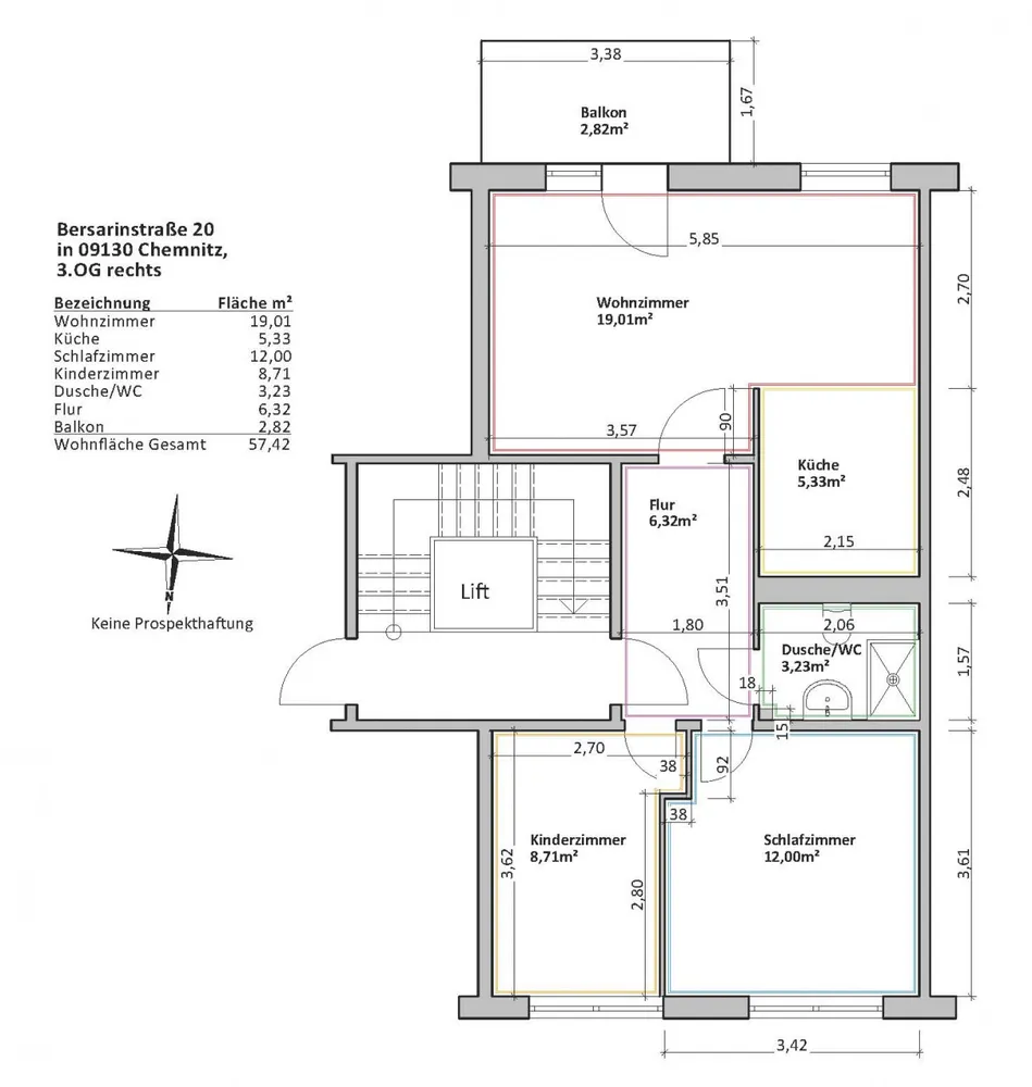 3 room apartment with 57 m² in Chemnitz – Photo 2
