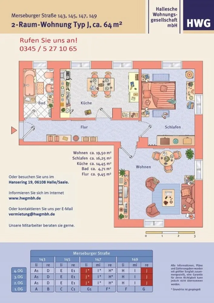 2 Zimmer Wohnung mit 65 m² in Halle (Saale) – Bild 2