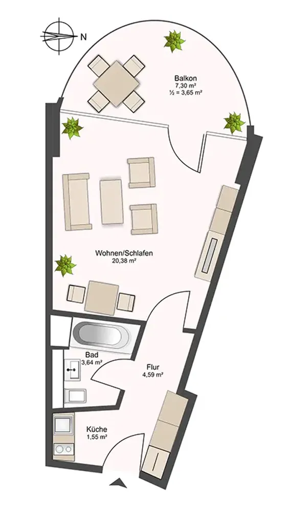 1 Zimmer Wohnung mit 36 m² in Augsburg – Bild 8