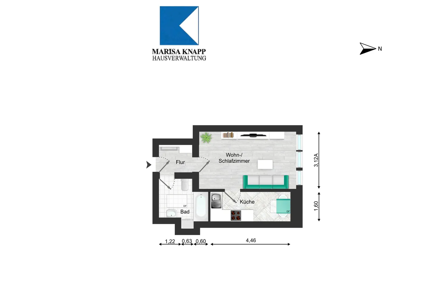 1 Zimmer Wohnung mit 31 m² in Leipzig – Bild 3