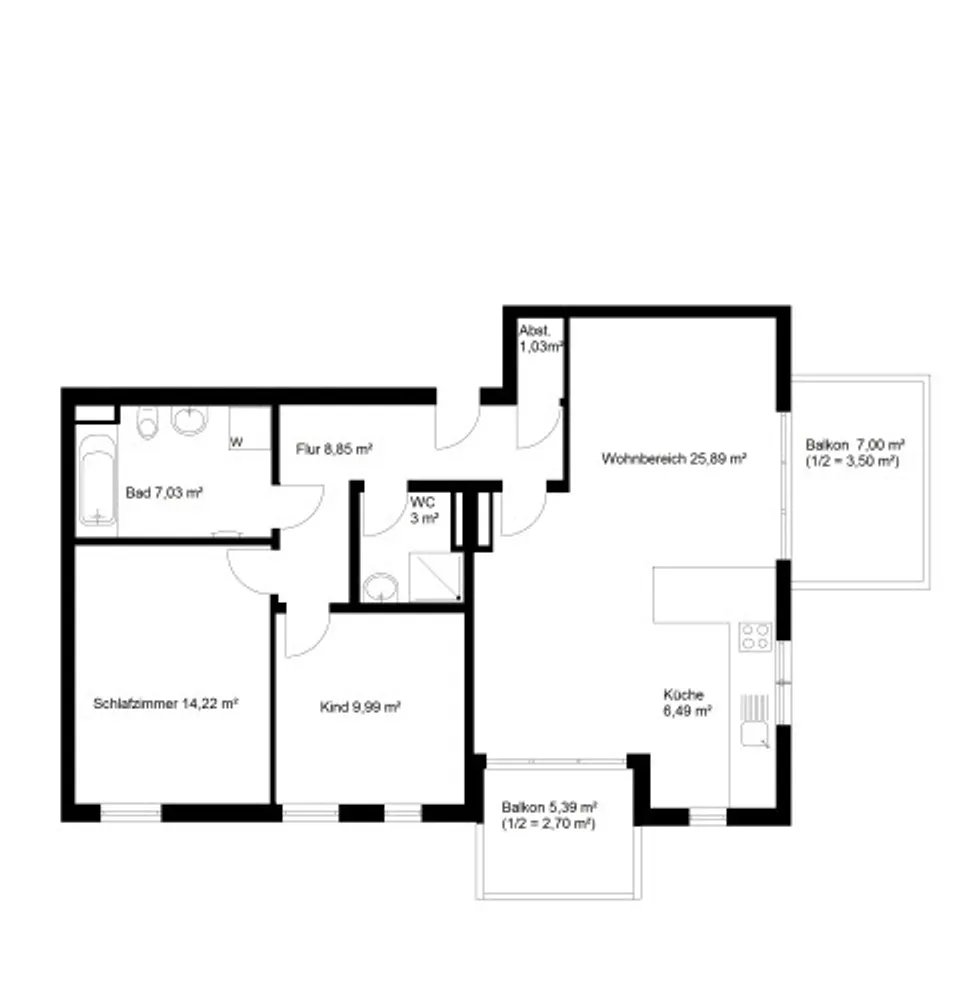3 Zimmer Wohnung mit 83 m² in München – Bild 2