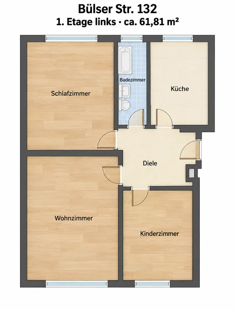 4 Zimmer Wohnung mit 62 m² in Gladbeck – Bild 1