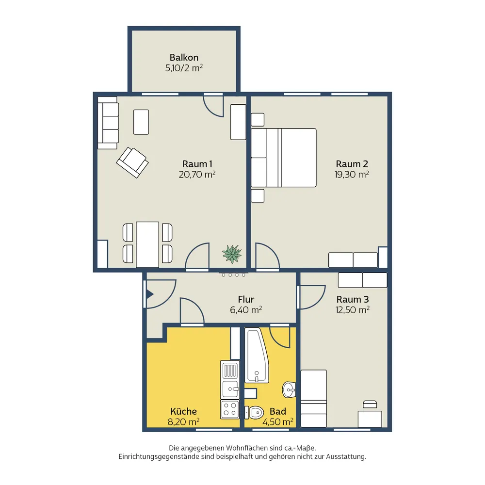 3 Zimmer Wohnung mit 74 m² in Leipzig – Bild 2