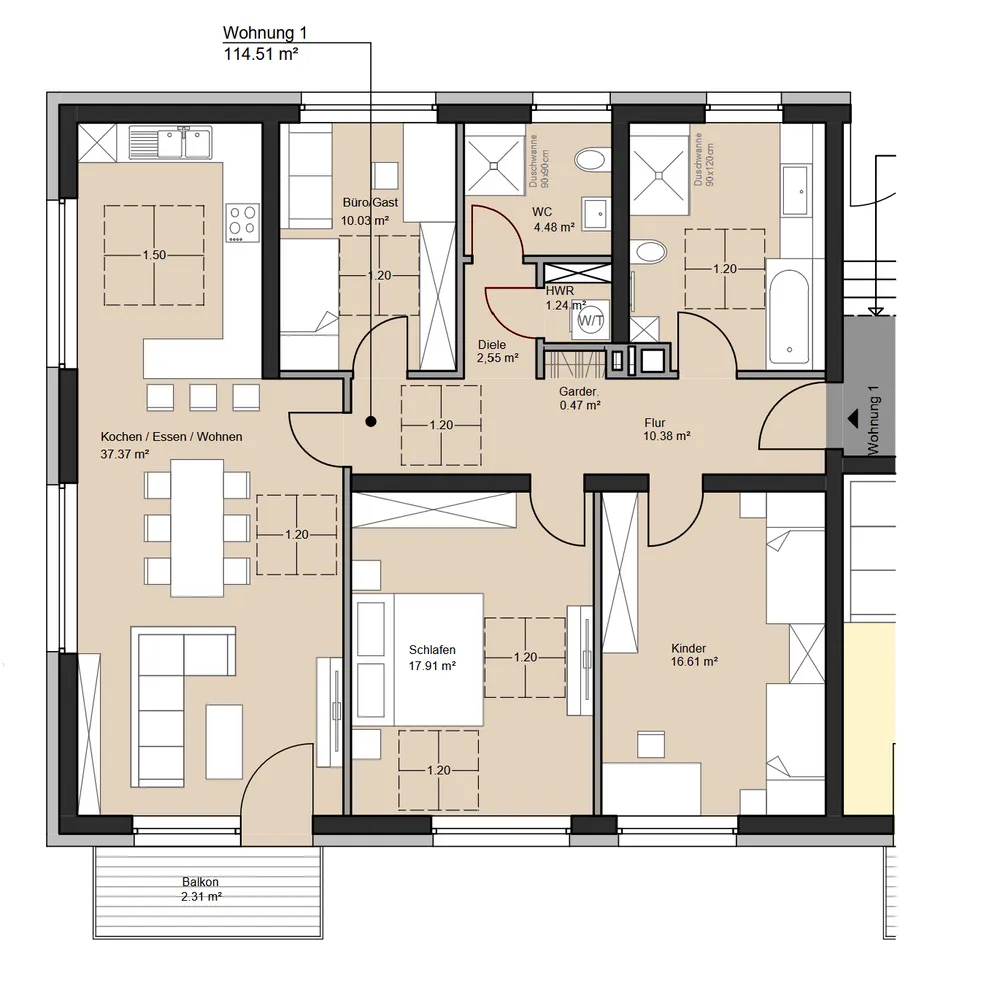 4 Zimmer Wohnung mit 115 m² in Siegen – Bild 2