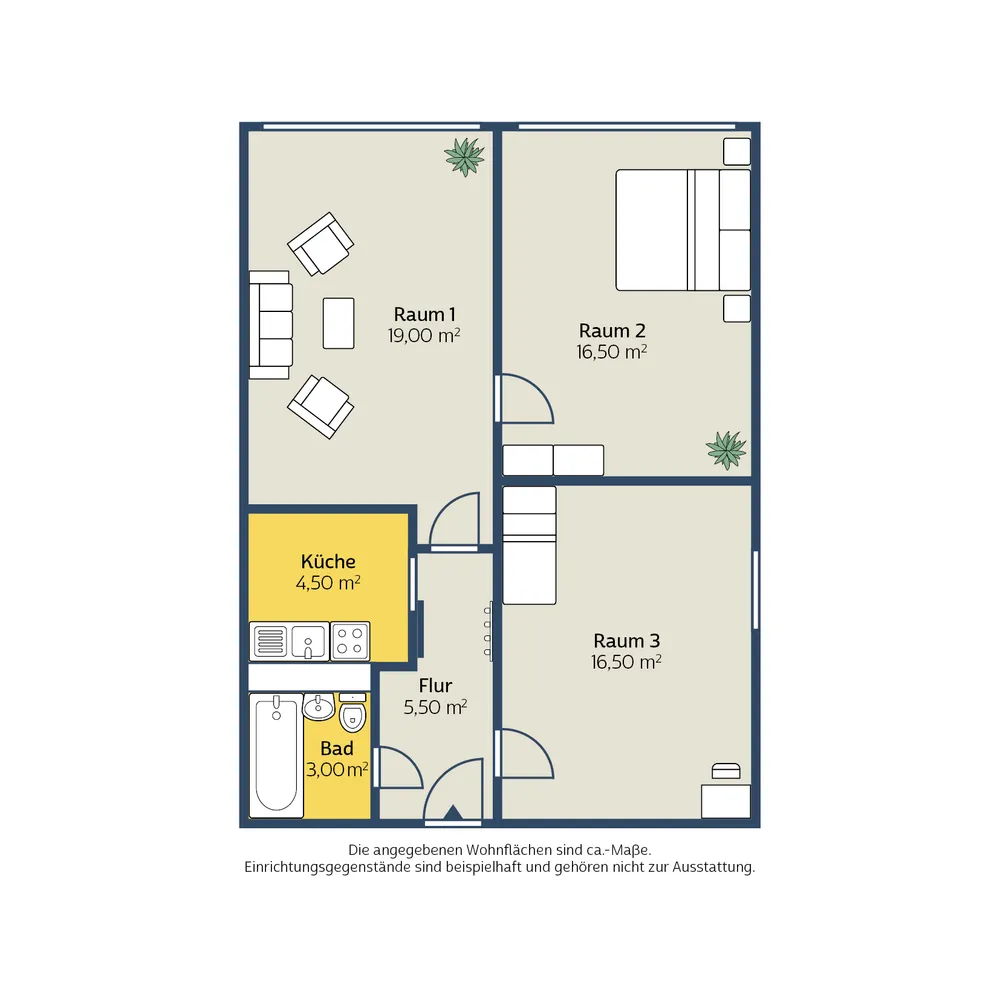 3 Zimmer Wohnung mit 64 m² in Leipzig – Bild 1