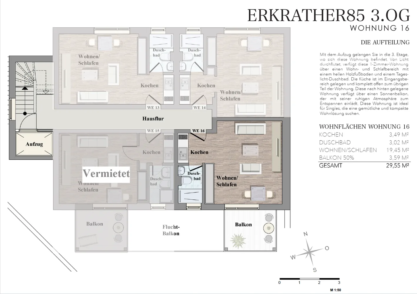 1 Zimmer Wohnung mit 30 m² in Düsseldorf – Bild 7