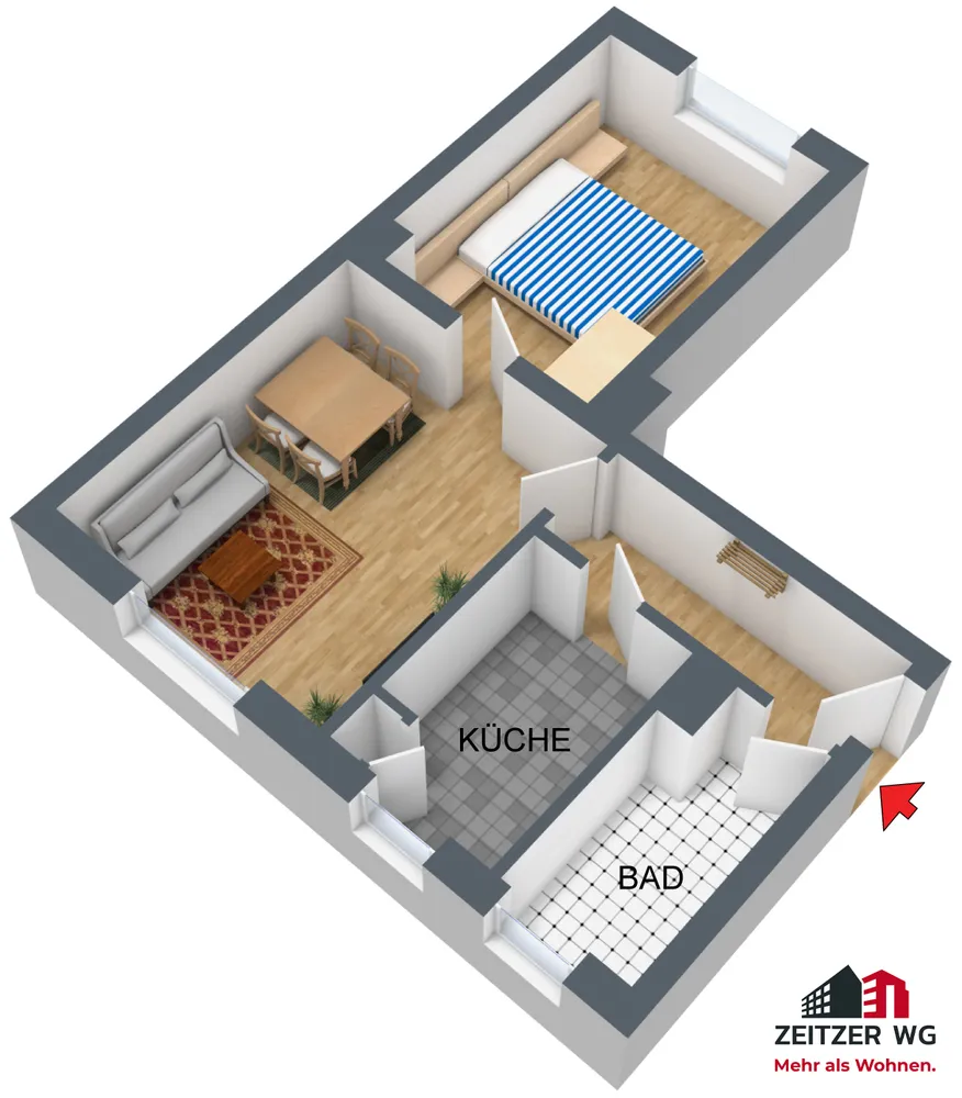2 room apartment with 50 m² in Zeitz – Photo 2