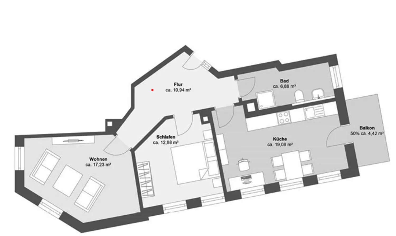 2 Zimmer Wohnung mit 69 m² in Leipzig – Bild 2