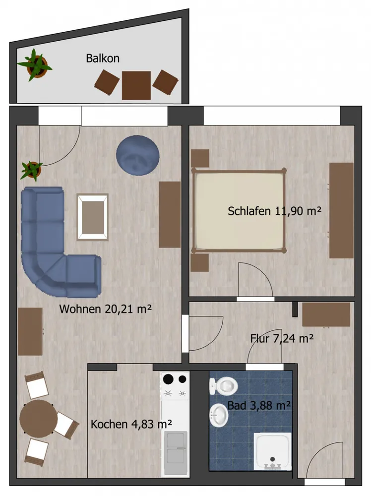2 Zimmer Wohnung mit 51 m² in Coswig – Bild 1