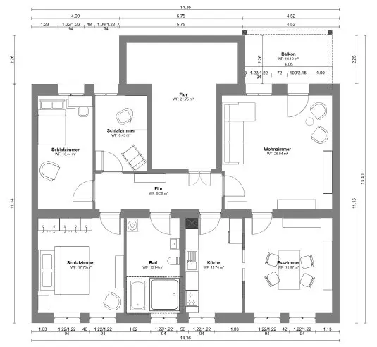 5 Zimmer Wohnung mit 124 m² in Freiberg – Bild 5