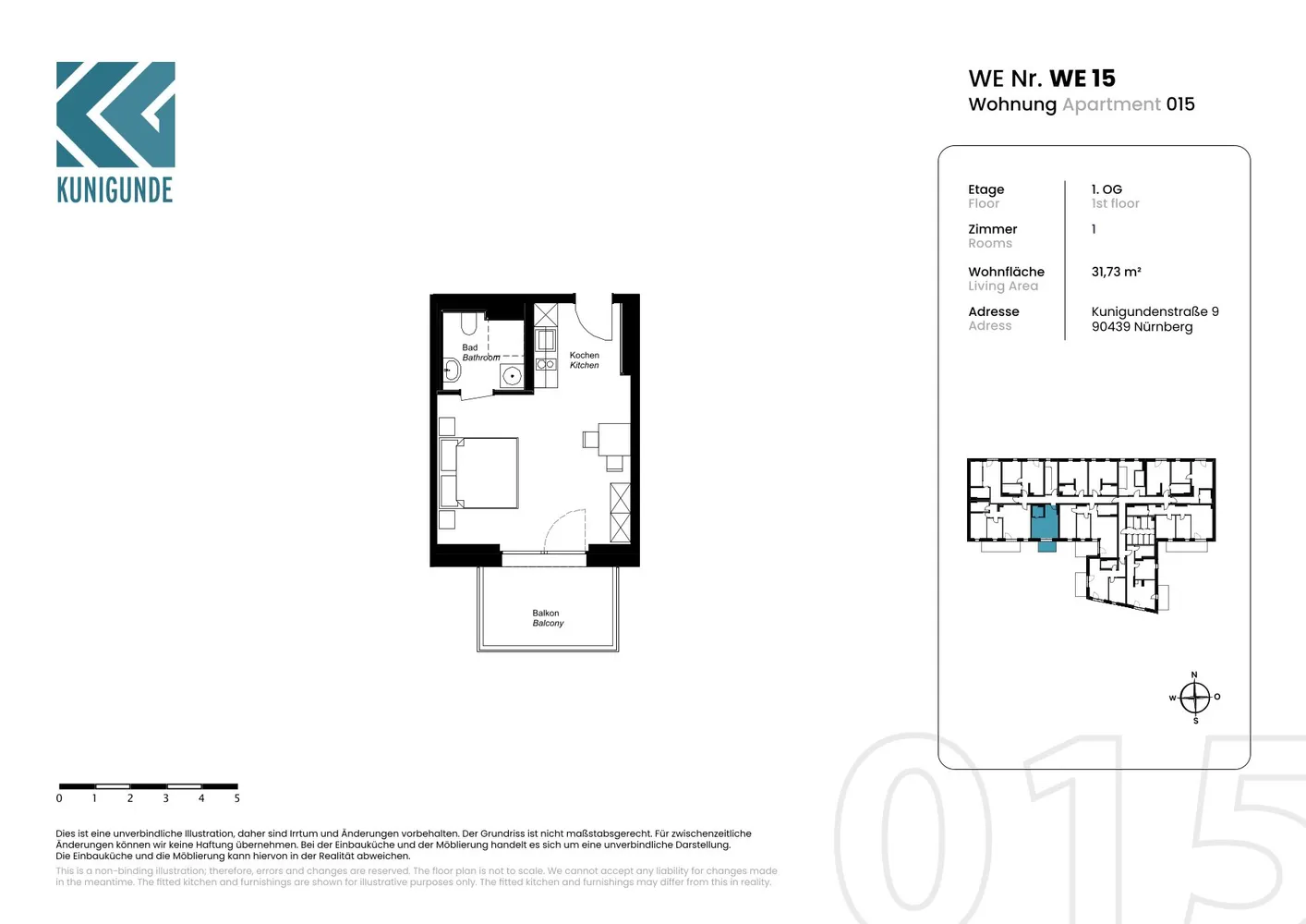1 Zimmer Wohnung mit 32 m² in Nürnberg – Bild 9