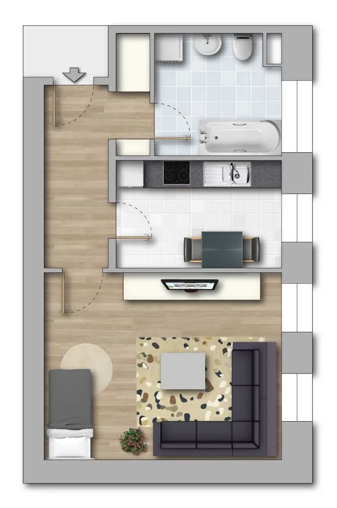1 room apartment with 43 m² in Chemnitz – Photo 7