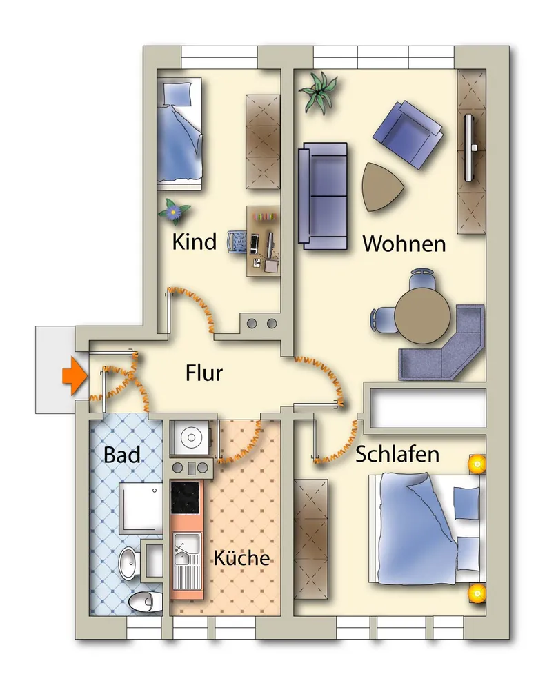 3 room apartment with 57 m² in Freiberg – Photo 2