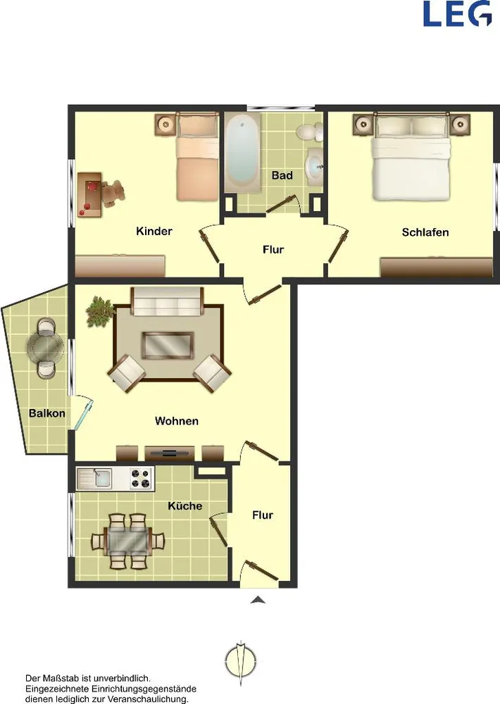 3 Zimmer Wohnung mit 58 m² in Hamm – Bild 2