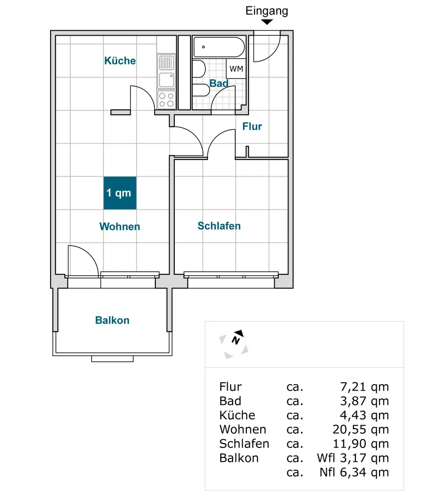 2 room apartment with 52 m² in Dresden – Photo 2