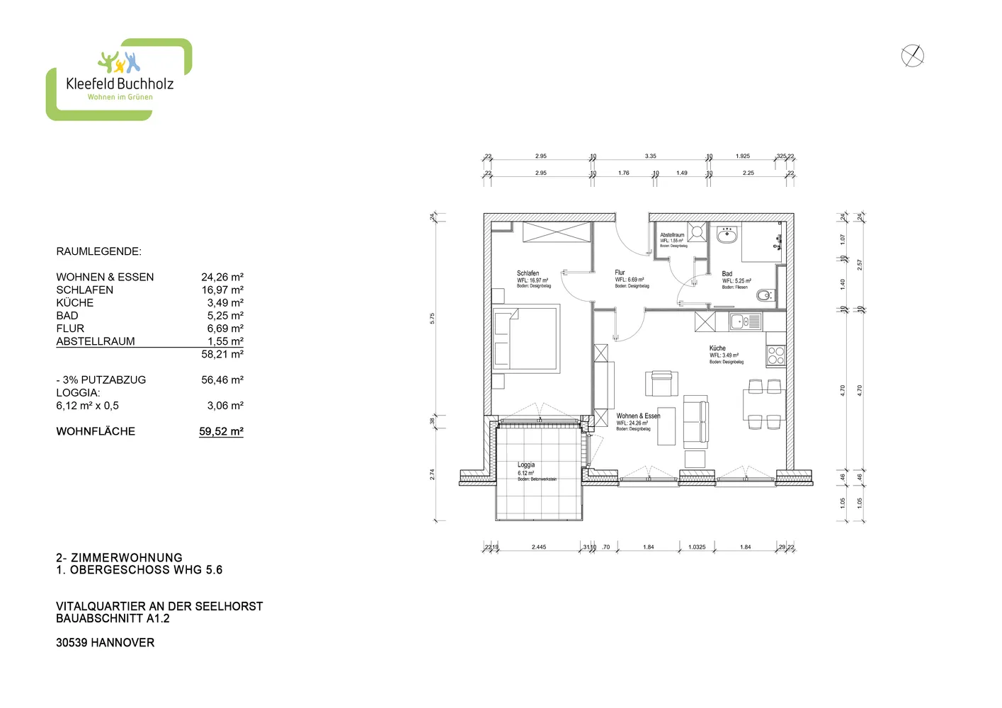 2 Zimmer Wohnung mit 60 m² in Hannover – Bild 2