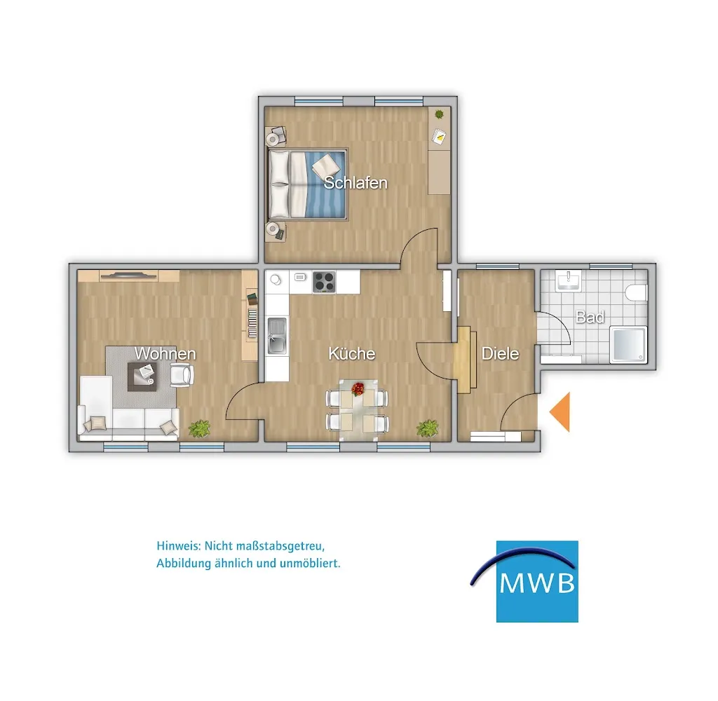 2 room apartment with 47 m² in Mülheim an der Ruhr – Photo 3