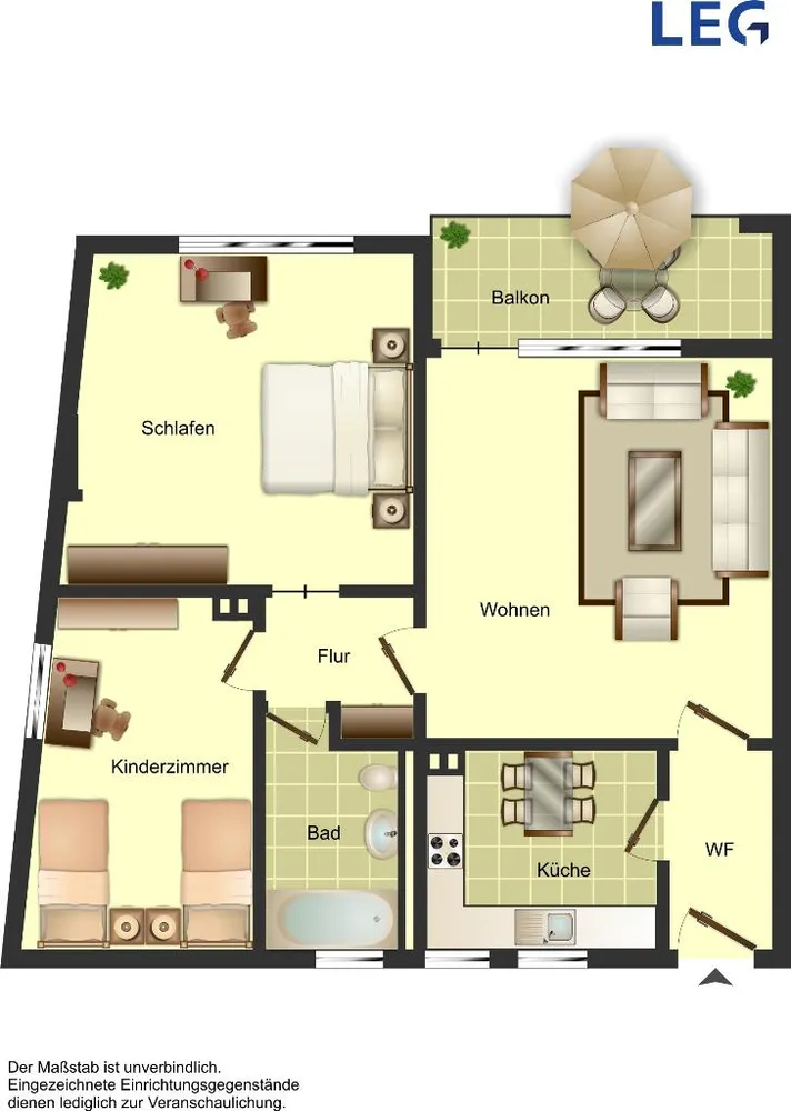 3 Zimmer Wohnung mit 66 m² in Bocholt – Bild 2