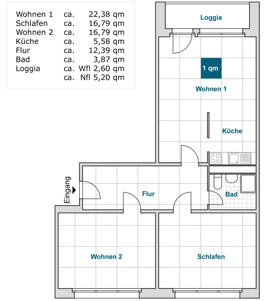 3 Zimmer Wohnung mit 80 m² in Dresden – Bild 2
