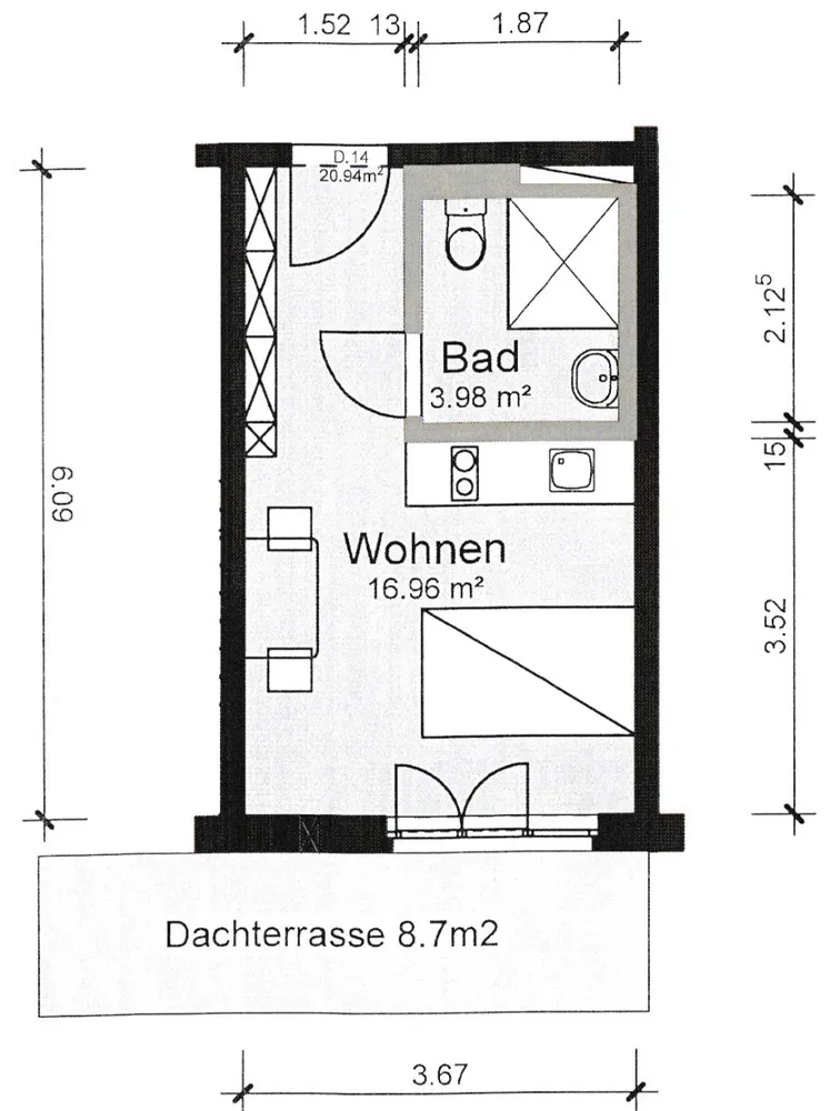 1 Zimmer Wohnung mit 25 m² in München – Bild 6