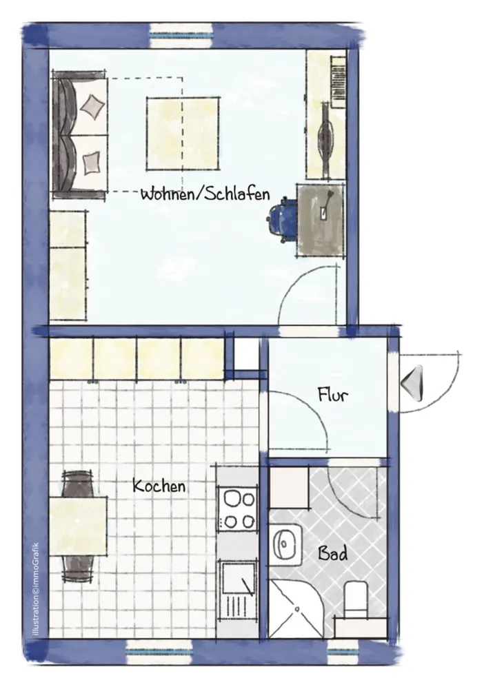 1 room apartment with 34 m² in Chemnitz – Photo 10