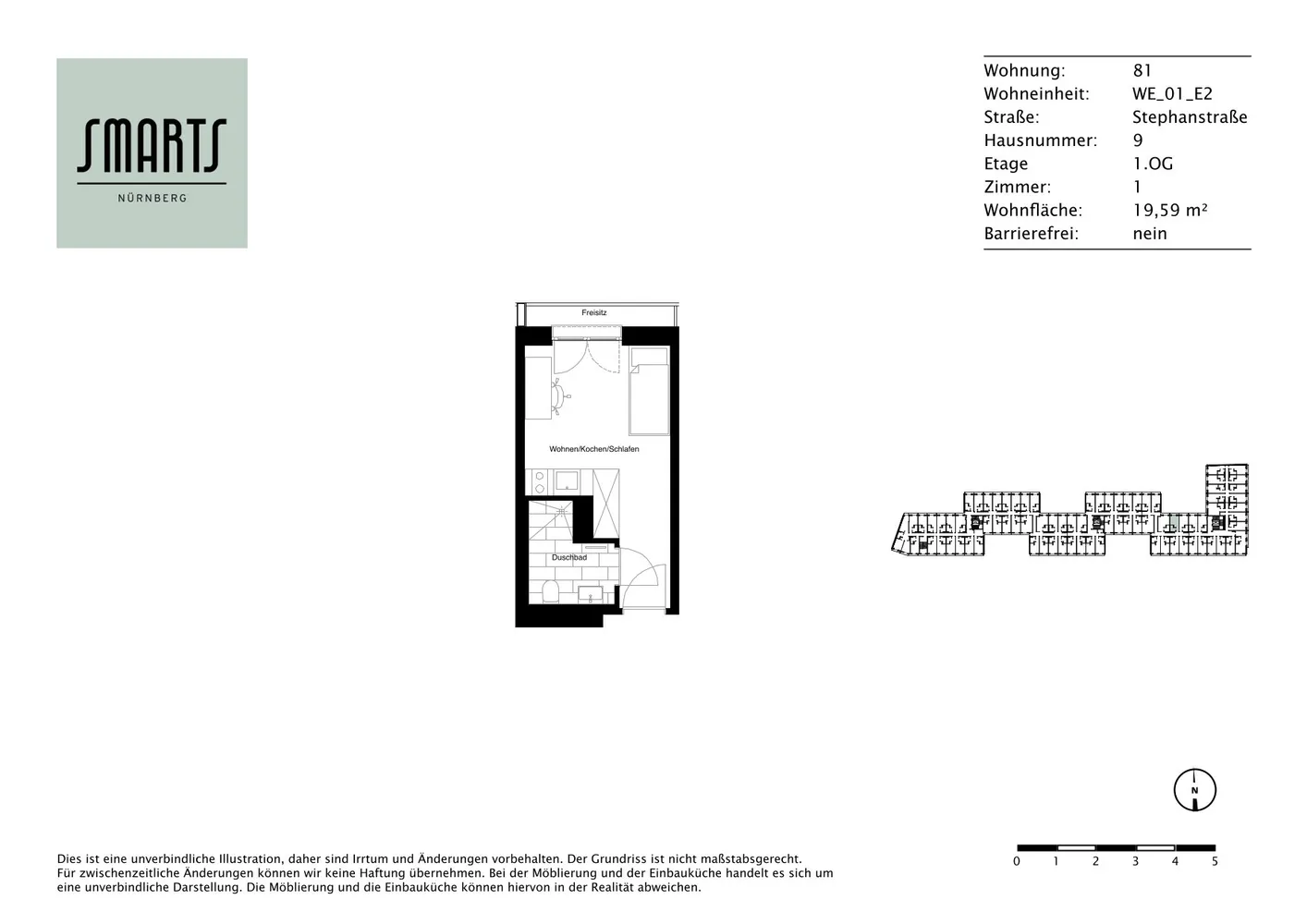 1 Zimmer Wohnung mit 20 m² in Nürnberg – Bild 8