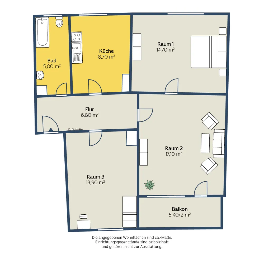 3 Zimmer Wohnung mit 69 m² in Leipzig – Bild 2