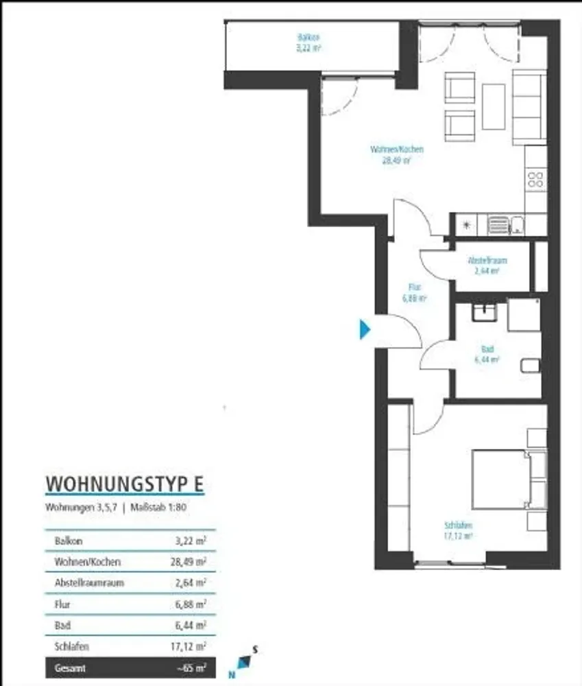 2 Zimmer Wohnung mit 65 m² in Bremen – Bild 1