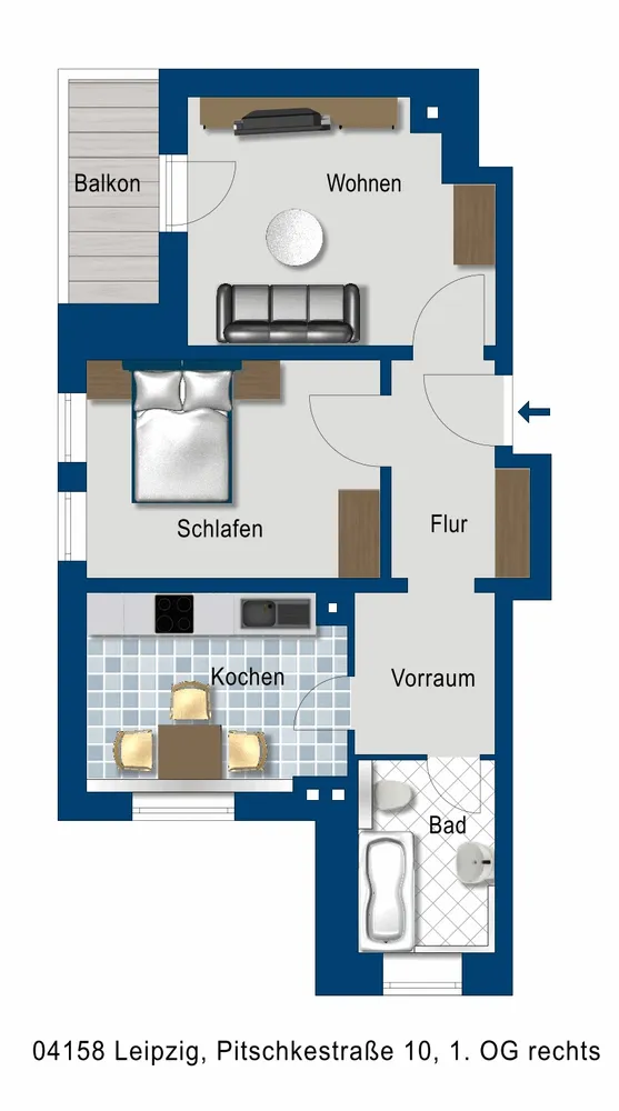2 Zimmer Wohnung mit 55 m² in Leipzig – Bild 2