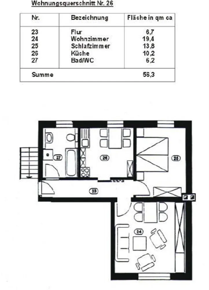 2 Zimmer Wohnung mit 56 m² in Schwarzenberg – Bild 2