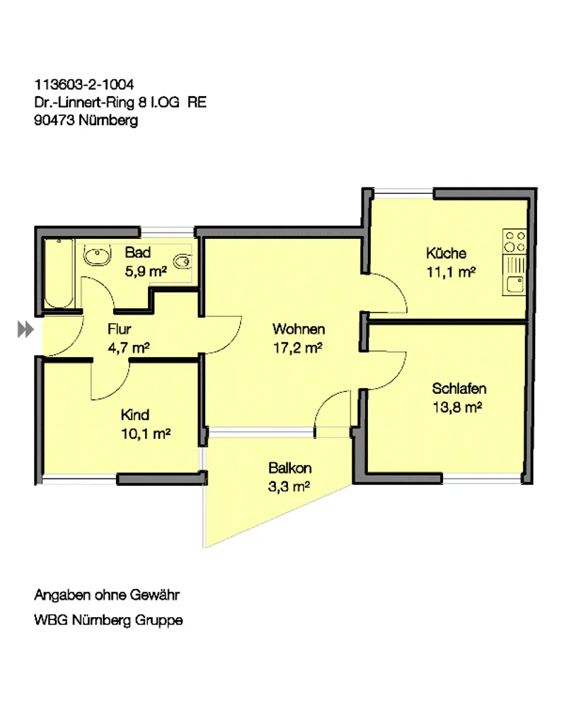 3 Zimmer Wohnung mit 63 m² in Nürnberg – Bild 3