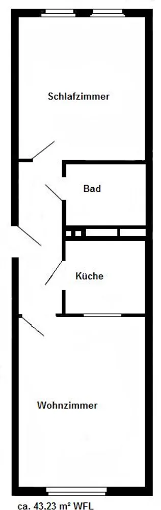 2 Zimmer Wohnung mit 43 m² in Wernigerode – Bild 1