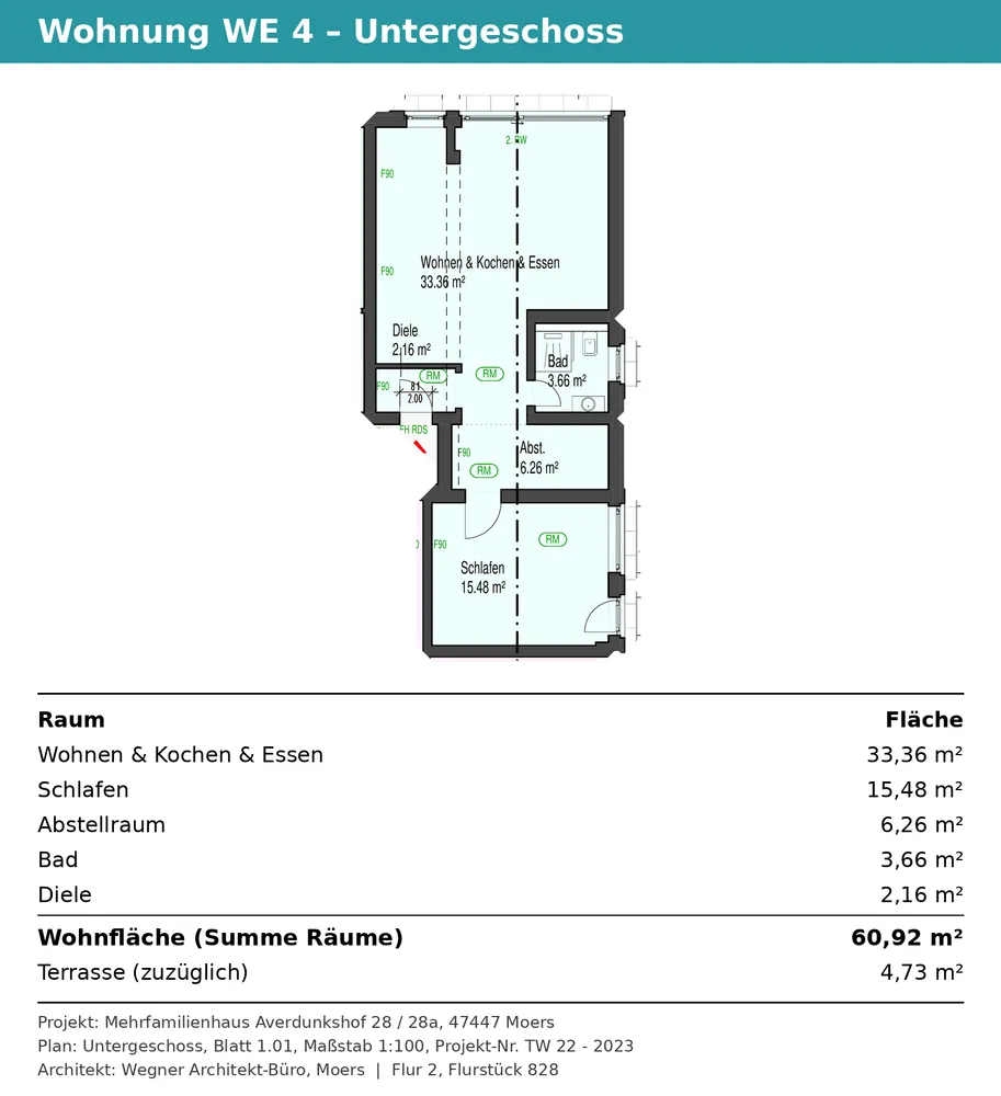 2 Zimmer Wohnung mit 66 m² in Moers – Bild 2