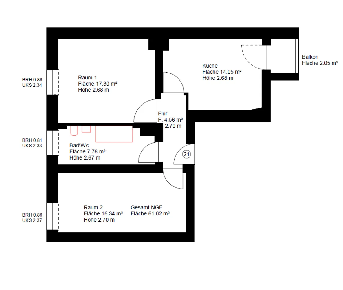2 Zimmer Wohnung mit 61 m² in Augsburg – Bild 3