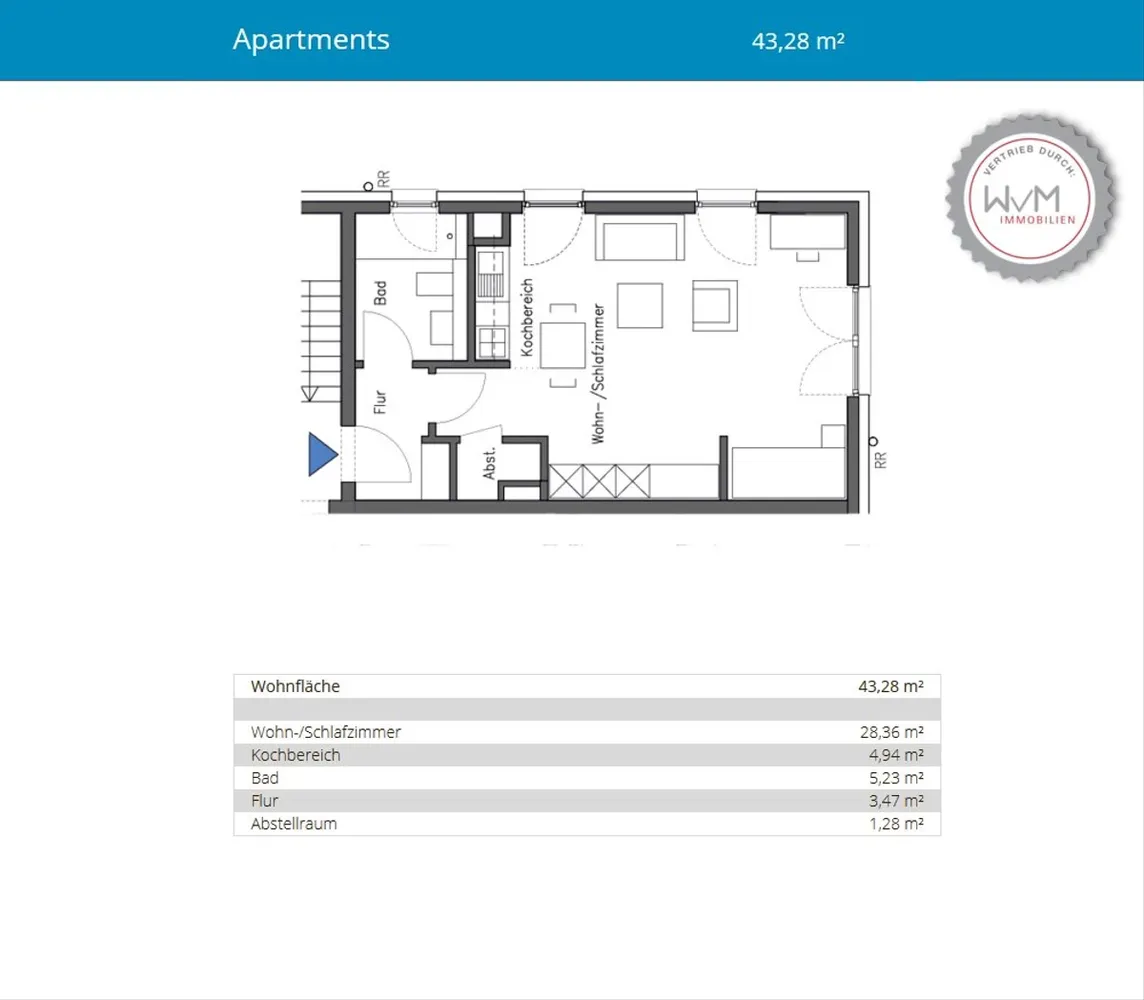 1 Zimmer Wohnung mit 43 m² in Köln – Bild 3