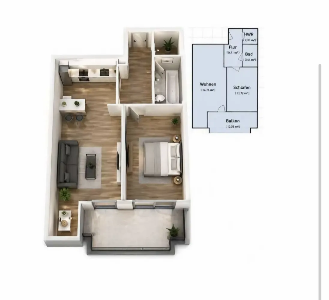 2 Zimmer Wohnung mit 55 m² in Wiesbaden – Bild 5
