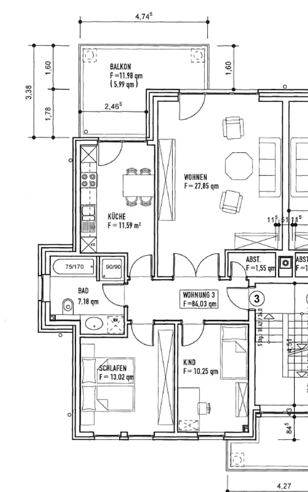 3 Zimmer Wohnung mit 84 m² in Lüneburg – Bild 1