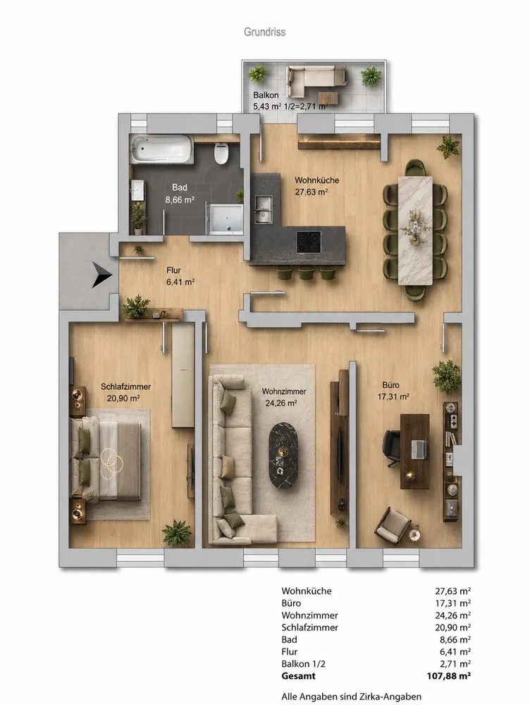 4 Zimmer Wohnung mit 108 m² in Augsburg – Bild 3