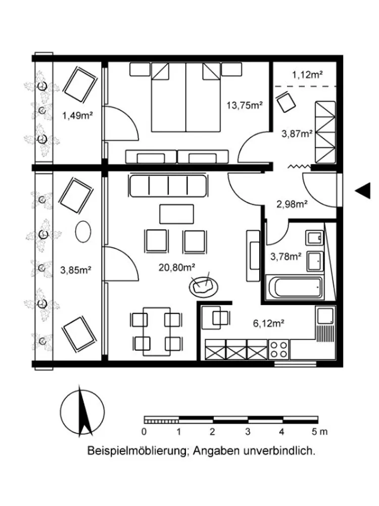 2 room apartment with 58 m² in Wiesbaden – Photo 2